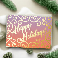 Happy Holidays Scrolly Frame Purple Peachy Pink