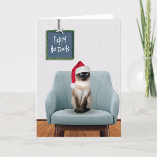 Happy Holidays Siamese Cat  Holiday Card