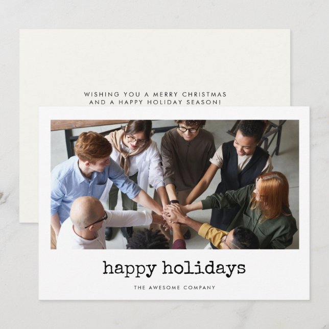 Happy holidays Simple Corporate photo Holiday Card (Front/Back)