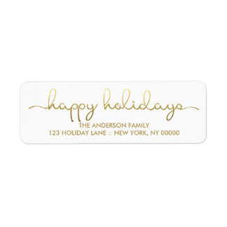 Happy Holidays Simple Gold Hand Lettered Label