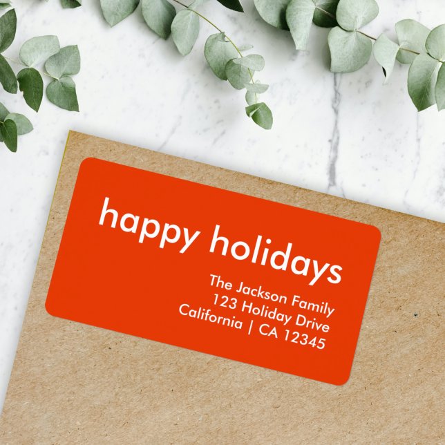 Happy Holidays | Simple Minimal Bright Red Label (Creator Uploaded)