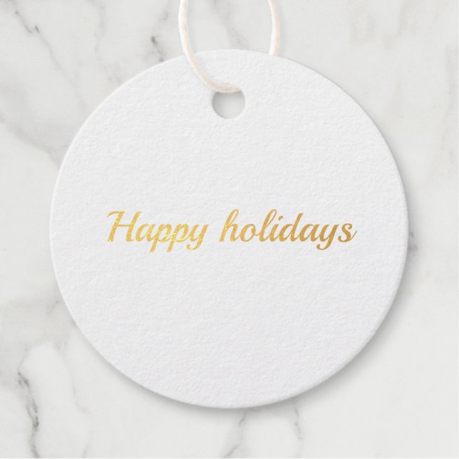 happy holidays simple minimal circle foil gift tag (Front)