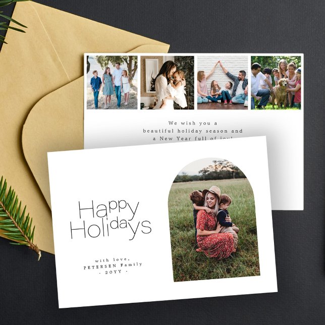Happy Holidays simple minimalist multi photo Holiday Card (Creator Uploaded)