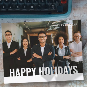 Happy Holidays Simple Modern Custom Photo Holiday Postcard