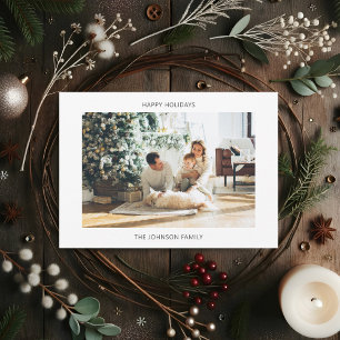 Happy Holidays Simple One Photo Holiday Card