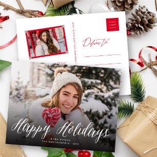 Happy Holidays Simple Script Chic Holiday Postcard