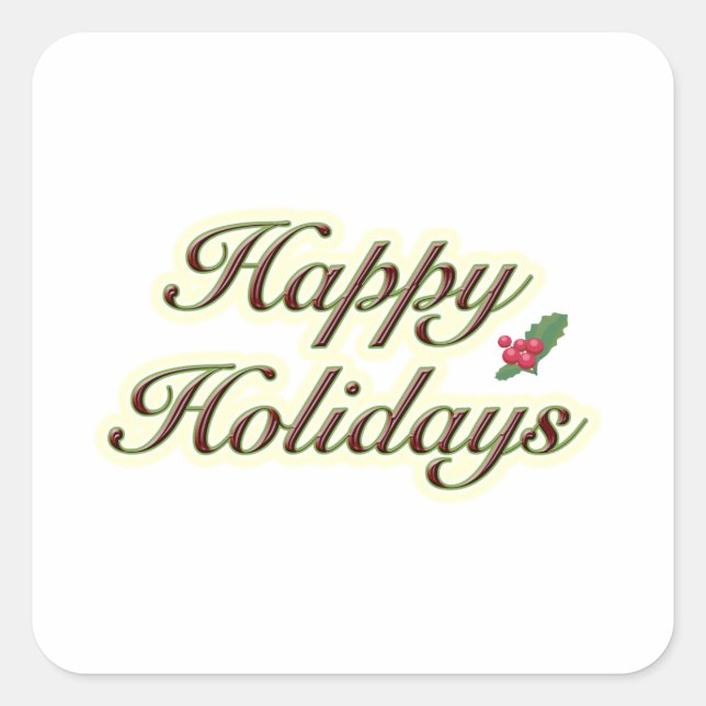 Happy Holidays Simple Text Square Sticker (Front)