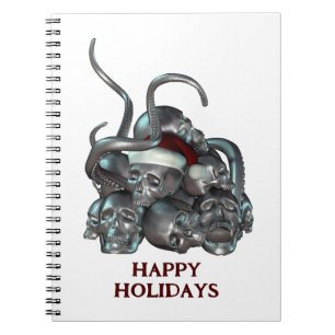 Happy Holidays. Skull pile and tentacles Notebook