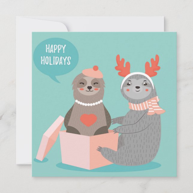 Happy Holidays Sloths Holiday Card (Front)