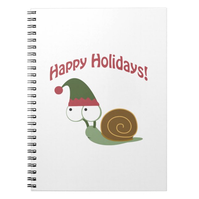 Happy Holidays! Snail Elf Notebook (Front)