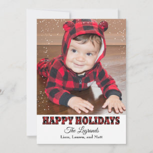 Happy Holidays Snow Card   Buffalo Plaid