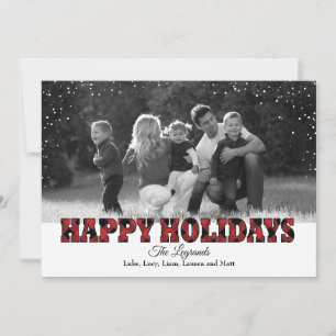 Happy Holidays Snow Card   Buffalo Plaid
