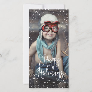 Happy Holidays Snow Photo Holiday Card