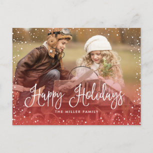 Happy Holidays Snow RED Holiday Postcard