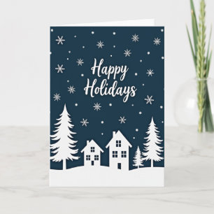 Happy Holidays Snow Scene Card
