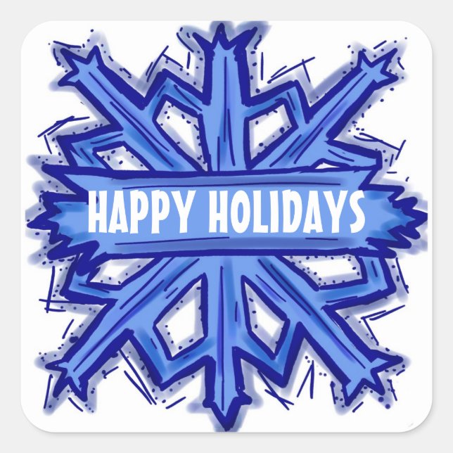 Happy Holidays snowflake customisable stickers (Front)