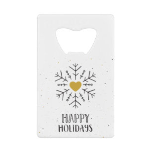 Happy Holidays Snowflake Heart Winter Art Design