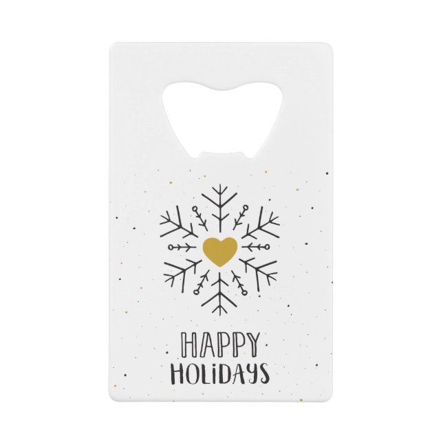 Happy Holidays Snowflake Heart Winter Art Design (Front)