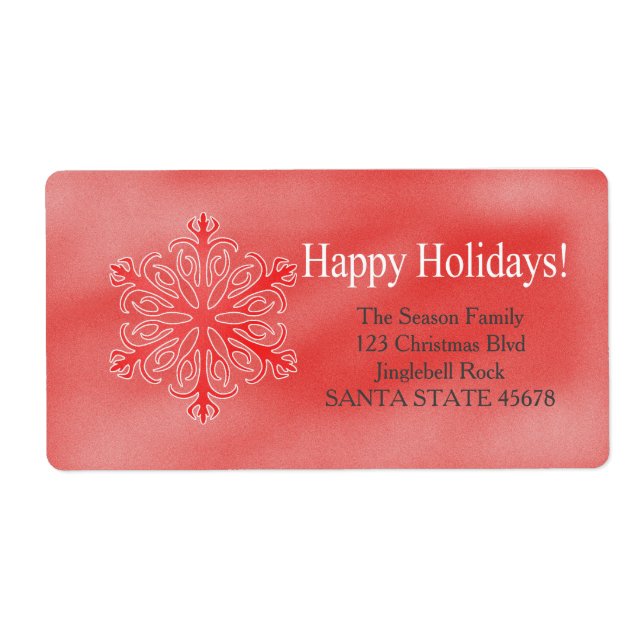 Happy Holidays snowflake Holiday Address Label (Front)