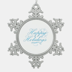 Happy Holidays Snowflake Pewter Christmas Ornament