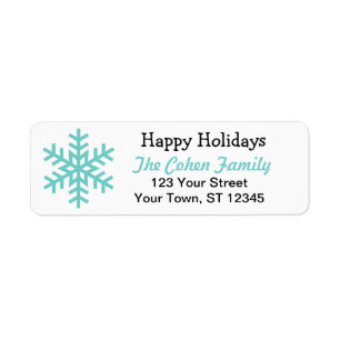 Happy Holidays snowflake return address label