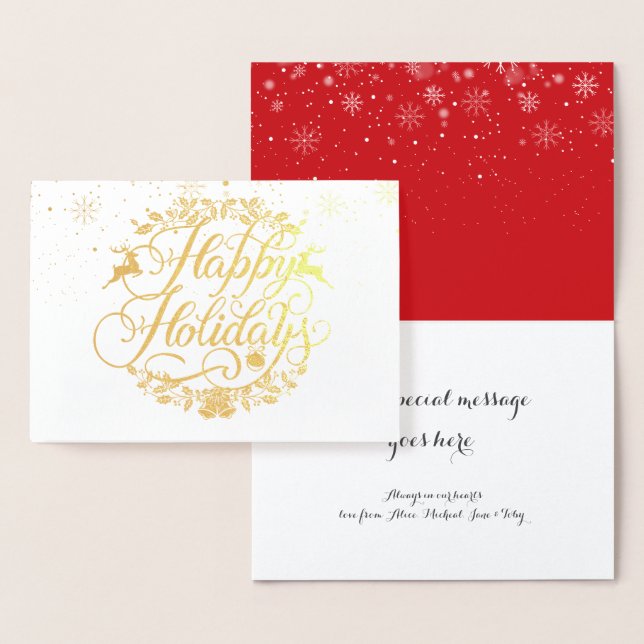 Happy Holidays Snowflakes Elegant Gold Foil Card (Display)