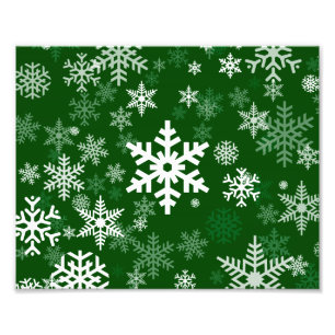 Happy Holidays Snowflakes Green for Everyone Photo Print