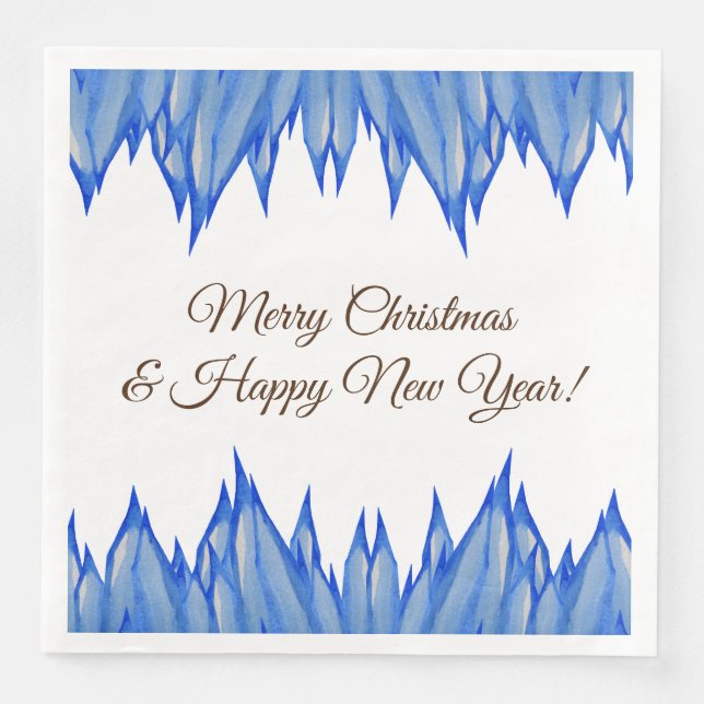 Happy Holidays, Snowflakes, Icicles Paper Napkin (Front)