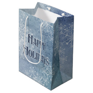 Happy Holidays Snowflakes Medium Gift Bag