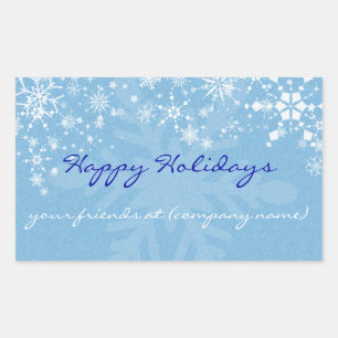 Happy Holidays Snowflakes Wine Label/Sticker Rectangular Sticker