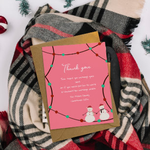 Happy Holidays – Snowman Duo & String Lights Thank You Card