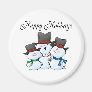 Happy Holidays Snowman Family Magnet