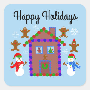 Happy Holidays Snowman & House #3-2 Stickers