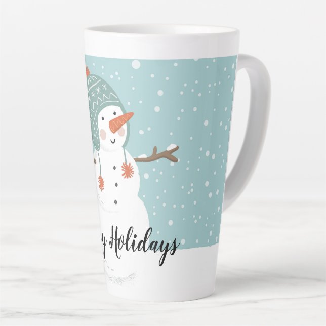 Happy Holidays Snowman Latte Mug (Right Angle)