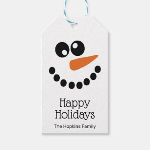Happy Holidays Snowman Personalised Gift Tags