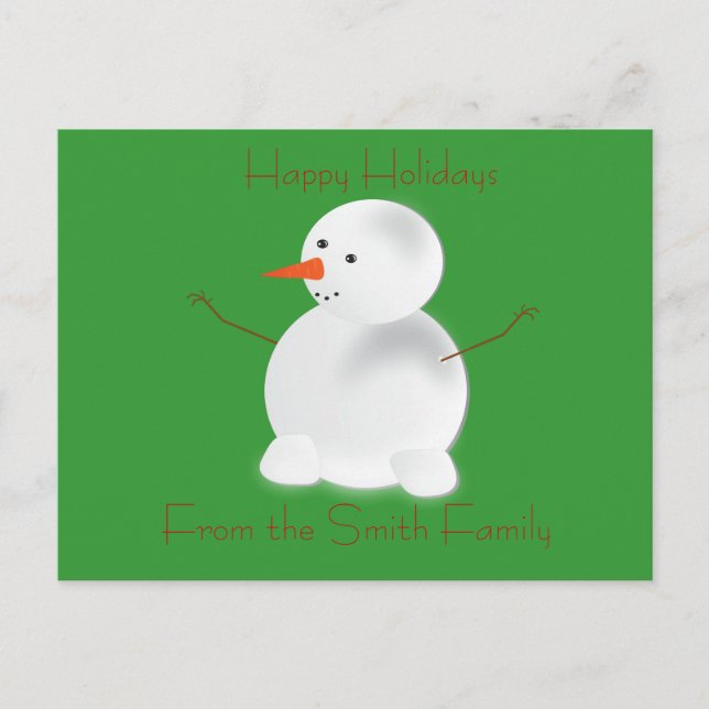 Happy Holidays Snowman Post Card (Front)