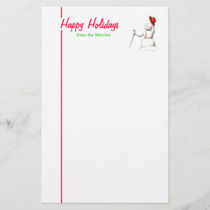 Happy Holidays Snowman Stationery