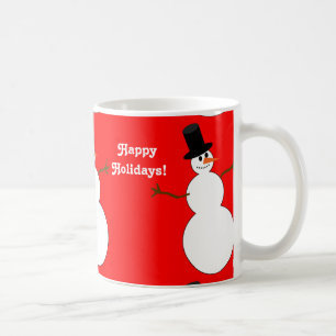 Happy Holidays Snowman Tiled Coffee Mug