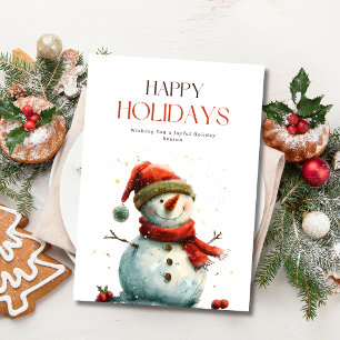 Happy Holidays Snowman Winter Holiday Christmas Card