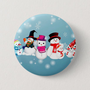 Happy Holidays Snowmen 6 Cm Round Badge