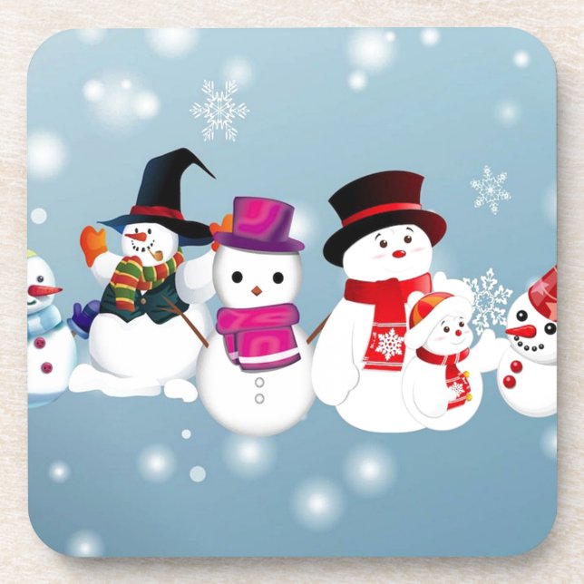 Happy Holidays Snowmen Coaster (Front)