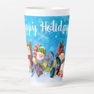 Happy Holidays Snowmen Latte Mug
