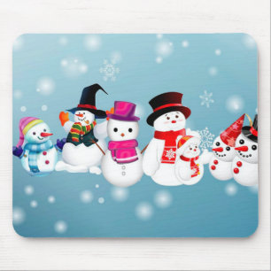 Happy Holidays Snowmen Mouse Pad