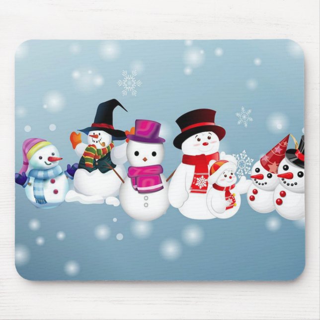 Happy Holidays Snowmen Mouse Pad (Front)