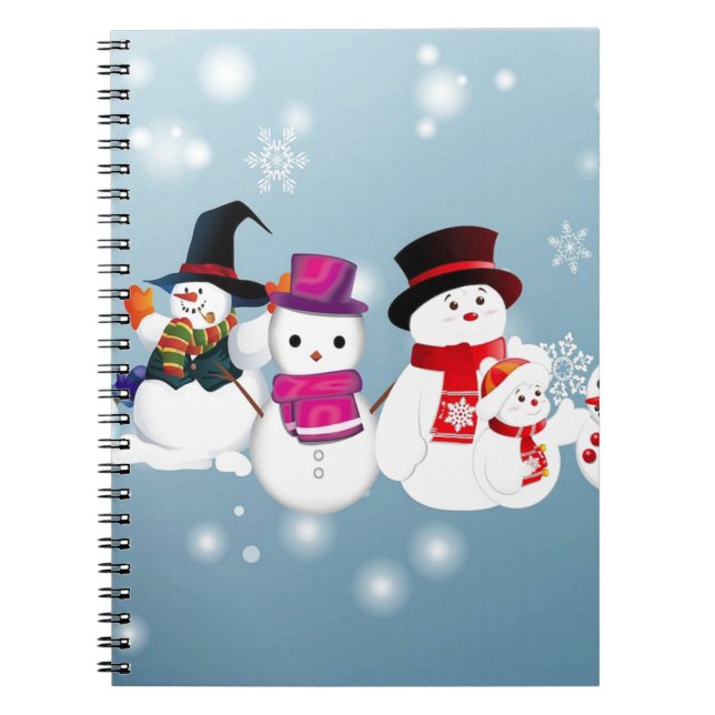 Happy Holidays Snowmen Spiral Notebook (Front)