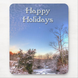 Happy Holidays Snowy Creek Mouse Pad