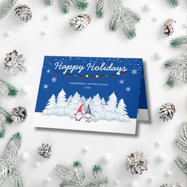 Happy Holidays Snowy Gnomes Business  Holiday Card (Creator Uploaded)