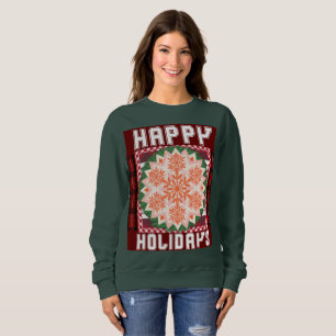 Happy Holidays Snowy Picnic Pattern Sweater