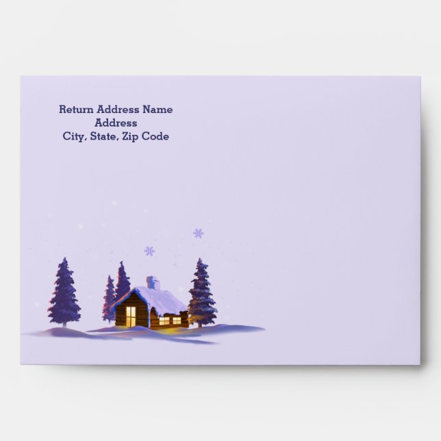 Happy Holidays. Snowy Village Custom Christmas  Envelopes (Front)