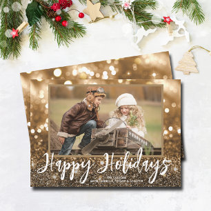 Happy Holidays Sparkle Photo Holiday Card